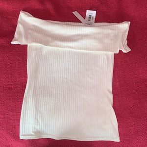 Never worn off the shoulder creme top